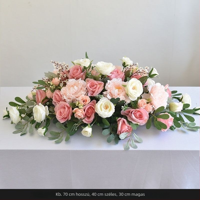 Selyem virág asztali középdísz – margaréta mintázat, flocking technika, esküvőre