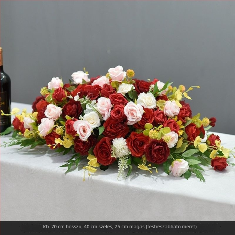 Selyem virág asztali középdísz – margaréta mintázat, flocking technika, esküvőre