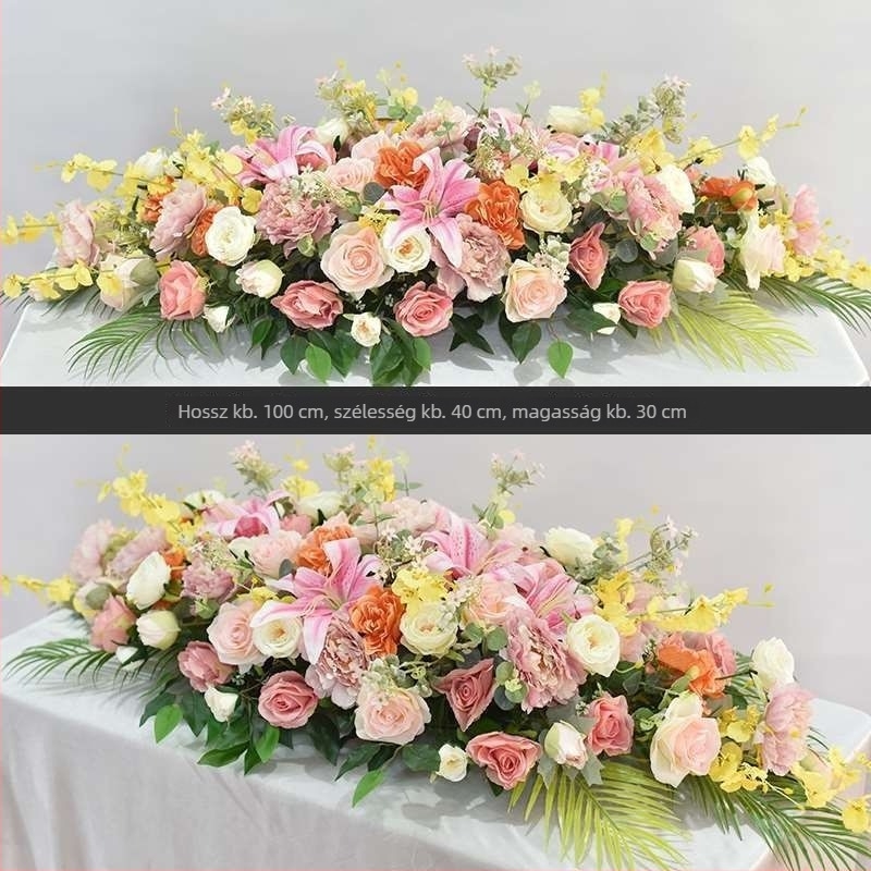 Selyem virág asztali középdísz – margaréta mintázat, flocking technika, esküvőre