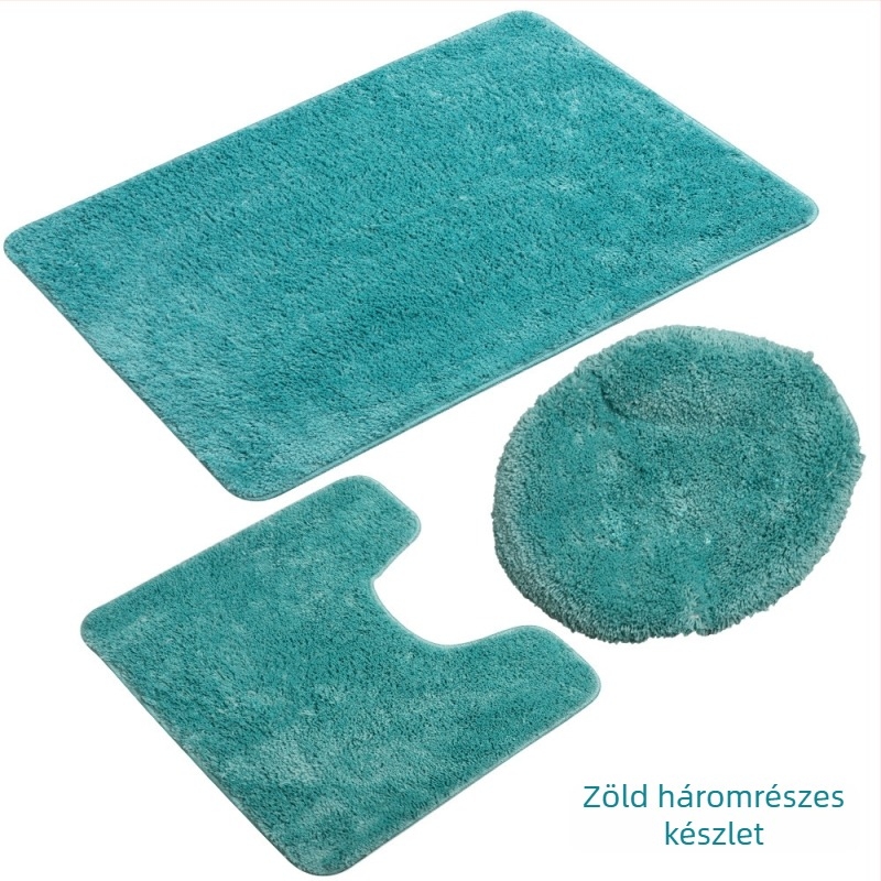 3 darabos fürdőszobai szőnyegkészlet, nedvszívó, csúszásmentes flockált felülettel, téglalap alakú, poliészter rost