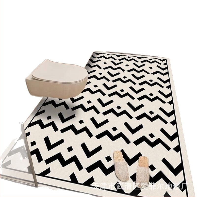 Fürdőszobai padlómatrac poliészterből, négyszög alakú, geometrikus és aranyos állatmintával, mosható, kínai stílus