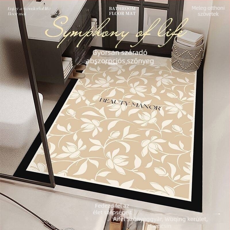 Fürdőszobai padlómatrac poliészterből, négyszög alakú, geometrikus és aranyos állatmintával, mosható, kínai stílus