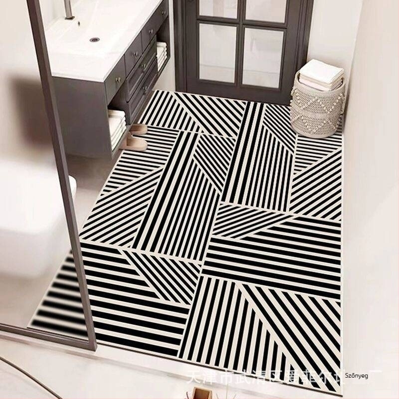 Fürdőszobai padlómatrac poliészterből, négyszög alakú, geometrikus és aranyos állatmintával, mosható, kínai stílus