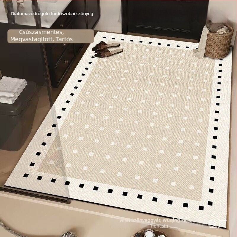 Fürdőszobai padlómatrac poliészterből, négyszög alakú, geometrikus és aranyos állatmintával, mosható, kínai stílus