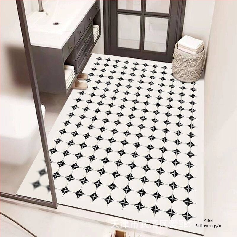 Fürdőszobai padlómatrac poliészterből, négyszög alakú, geometrikus és aranyos állatmintával, mosható, kínai stílus