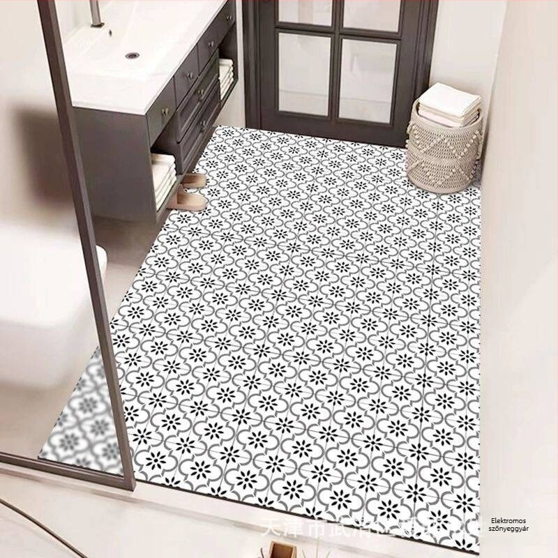 Fürdőszobai padlómatrac poliészterből, négyszög alakú, geometrikus és aranyos állatmintával, mosható, kínai stílus