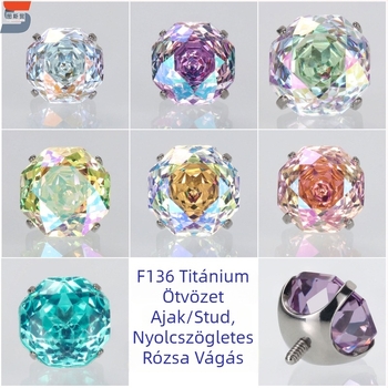 Tusmao titániumötvözet fülbevalók – Oktogonális cirkónium gyémánttal díszítve, Geometriai, Uniszex