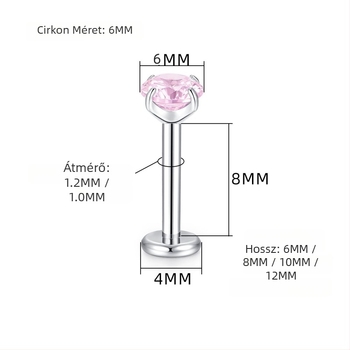 Tusmao titániumötvözet fülbevalók – Oktogonális cirkónium gyémánttal díszítve, Geometriai, Uniszex