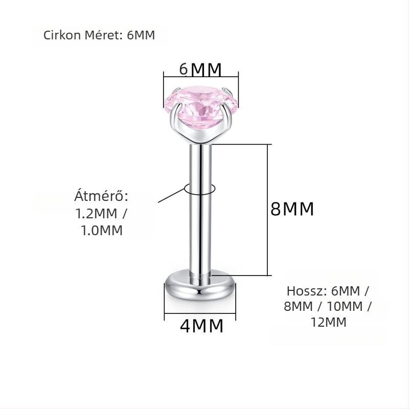 Tusmao titániumötvözet fülbevalók – Oktogonális cirkónium gyémánttal díszítve, Geometriai, Uniszex