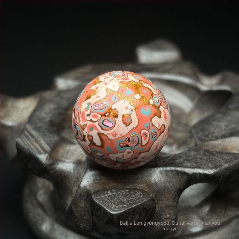 Fából készült karkötő kínai stílusban, kézzel készített, gyöngyházbevonatos Buddha gyöngyökkel