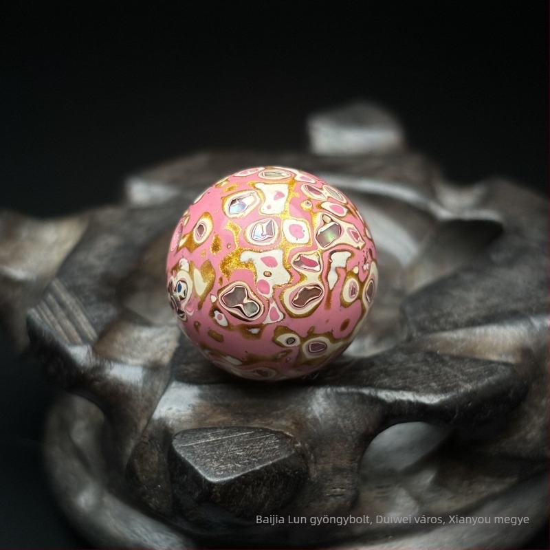 Fából készült karkötő kínai stílusban, kézzel készített, gyöngyházbevonatos Buddha gyöngyökkel