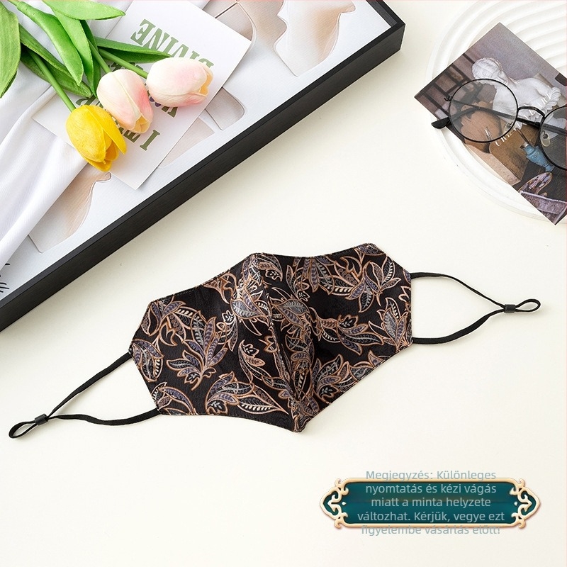 Napvédő arcmaszk, légáteresztő, kettős pamutszövet, imitációs selyem díszítéssel, nemzeti stílusú (Légáteresztő, Szélálló, UV-védelem, Kettős pamutszövet, Imitációs selyem)