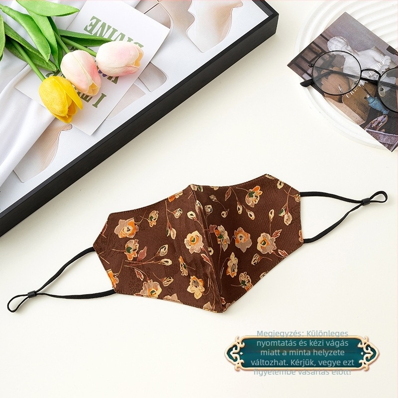 Napvédő arcmaszk, légáteresztő, kettős pamutszövet, imitációs selyem díszítéssel, nemzeti stílusú (Légáteresztő, Szélálló, UV-védelem, Kettős pamutszövet, Imitációs selyem)