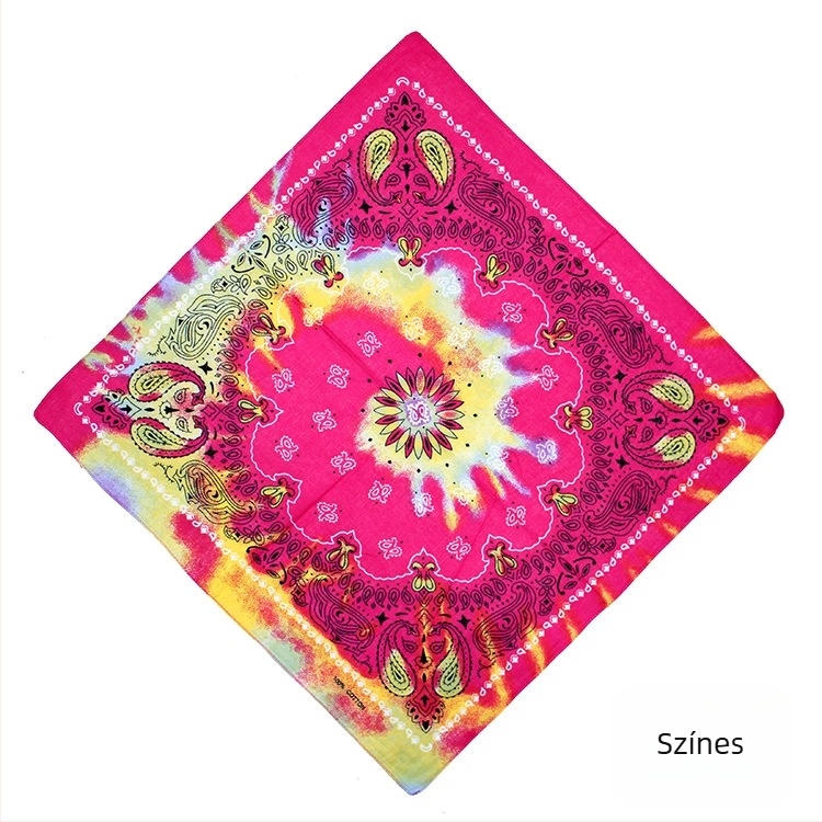 Turbán, 100% pamut, geometriai minta, sima szövés, négyszögletes stílus, nyomtatott