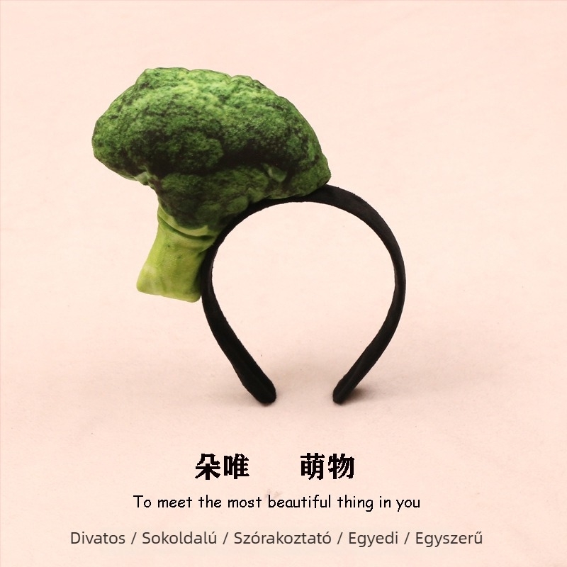 Hajcsat plüss étel motívumokkal - hot dog, kenyér, káposzta, gyümölcs és zöldségek gyermekeknek (2023 tavasz)