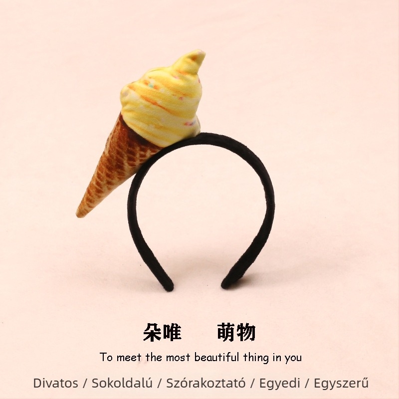 Hajcsat plüss étel motívumokkal - hot dog, kenyér, káposzta, gyümölcs és zöldségek gyermekeknek (2023 tavasz)