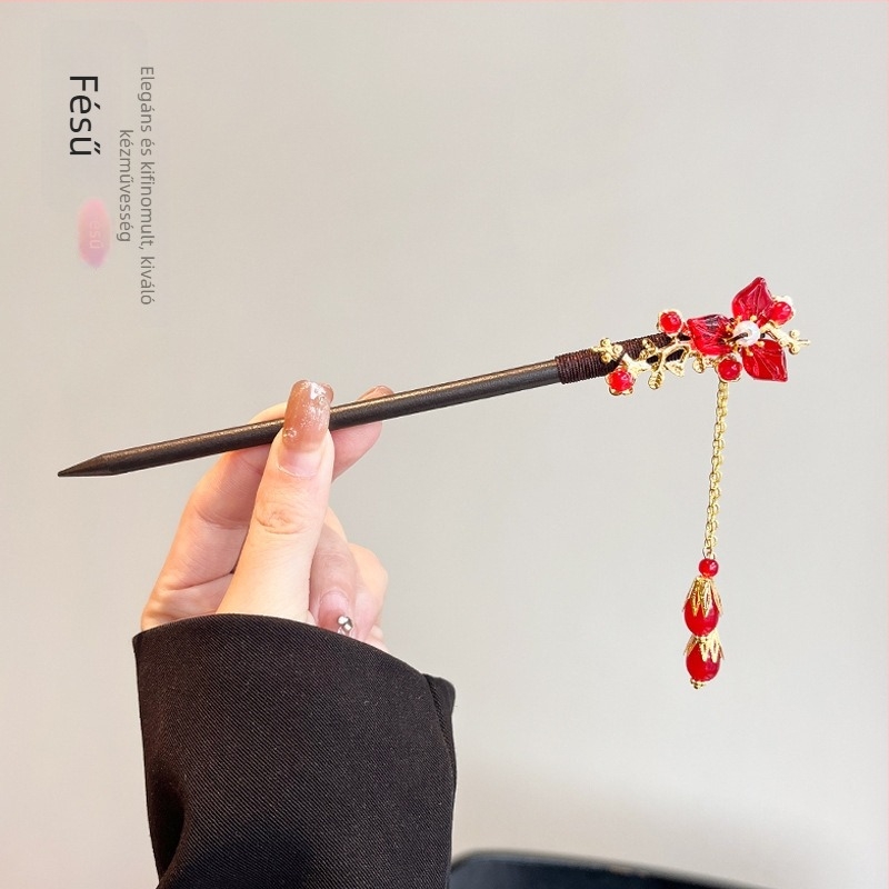 Fából készült hajcsat etnikus stílusban, modell Q1404, Yiwu Jade Jewelry
