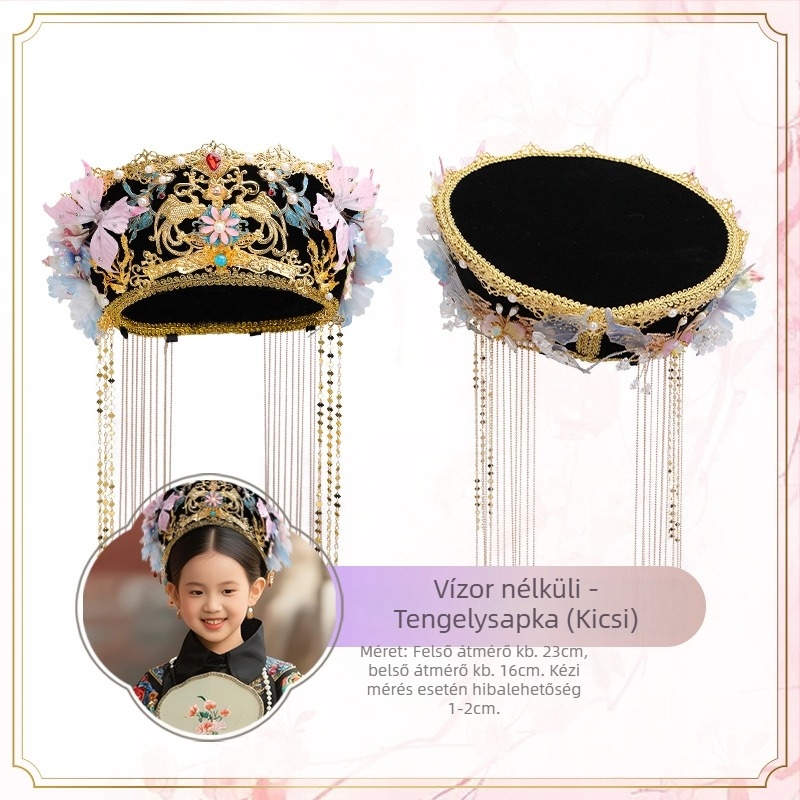 Gyermekeknek készült hajdísz, Wanyuefang, kézzel készített, anyag: ötvözet, típus: fejkendő és hajgumi, stílus: antik/retro