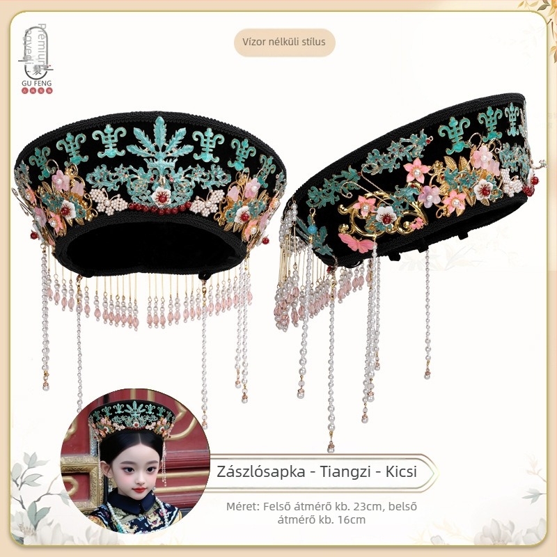 Gyermekeknek készült hajdísz, Wanyuefang, kézzel készített, anyag: ötvözet, típus: fejkendő és hajgumi, stílus: antik/retro