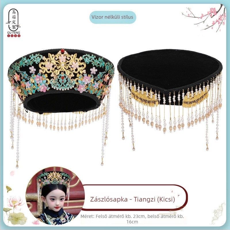 Gyermekeknek készült hajdísz, Wanyuefang, kézzel készített, anyag: ötvözet, típus: fejkendő és hajgumi, stílus: antik/retro