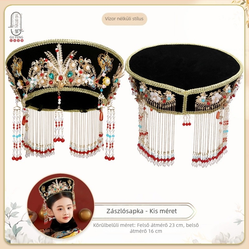 Gyermekeknek készült hajdísz, Wanyuefang, kézzel készített, anyag: ötvözet, típus: fejkendő és hajgumi, stílus: antik/retro