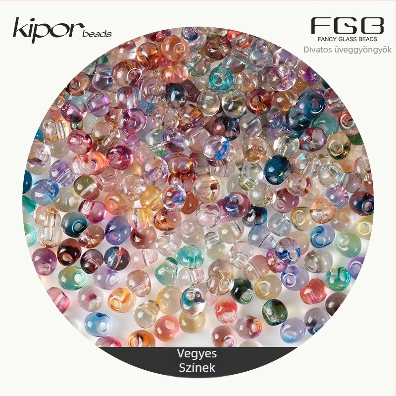 FGB több színű üveggyöngyök, 4 mm, kéttónus gradient vízcsepp formájú gyöngyök DIY ékszerekhez, átlátszó kevert gyöngyök