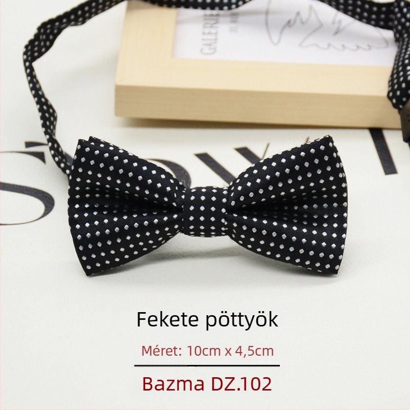 Gyerekeknek szóló pöttyös papion, koreai stílusú, jacquard szövés, poliészter anyag