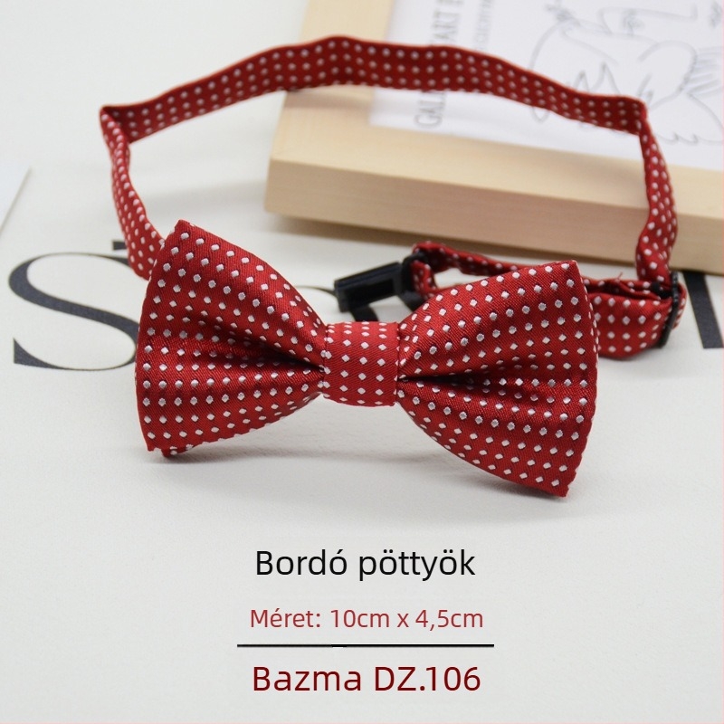 Gyerekeknek szóló pöttyös papion, koreai stílusú, jacquard szövés, poliészter anyag