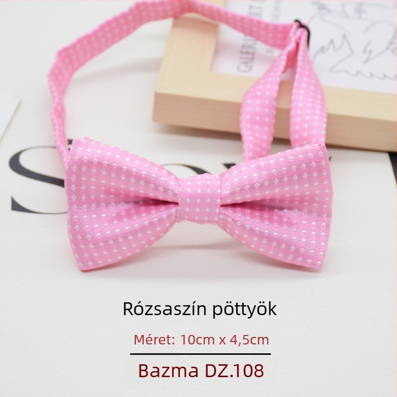 Gyerekeknek szóló pöttyös papion, koreai stílusú, jacquard szövés, poliészter anyag