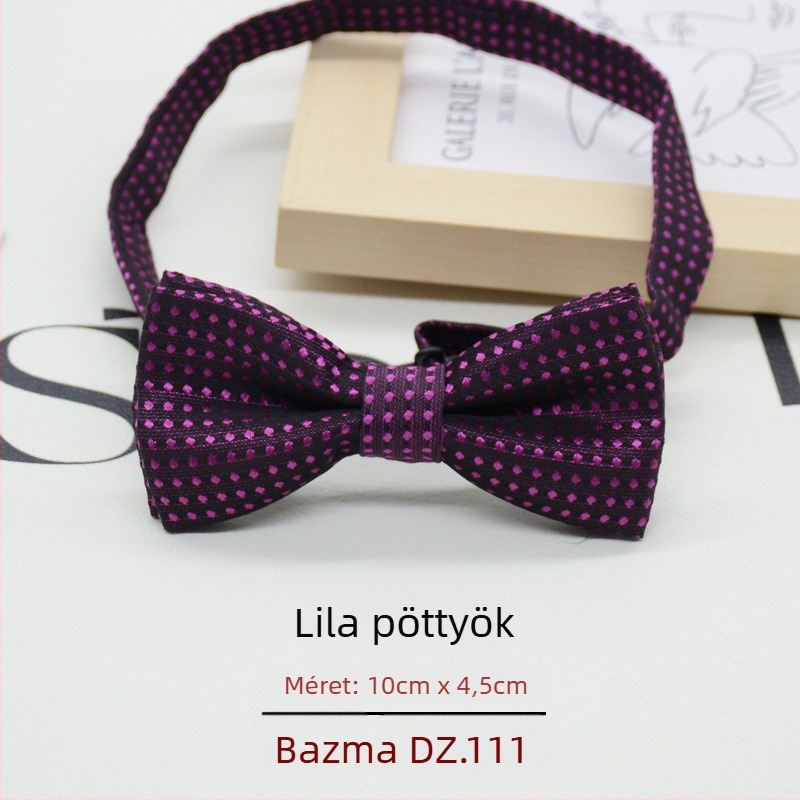 Gyerekeknek szóló pöttyös papion, koreai stílusú, jacquard szövés, poliészter anyag