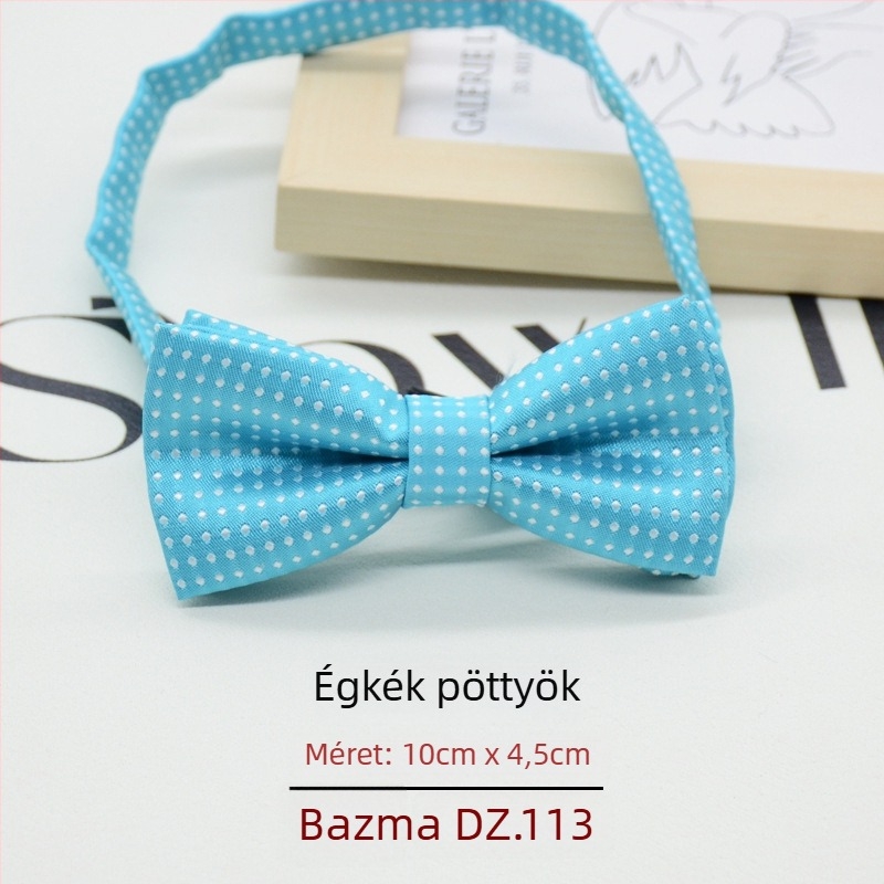 Gyerekeknek szóló pöttyös papion, koreai stílusú, jacquard szövés, poliészter anyag