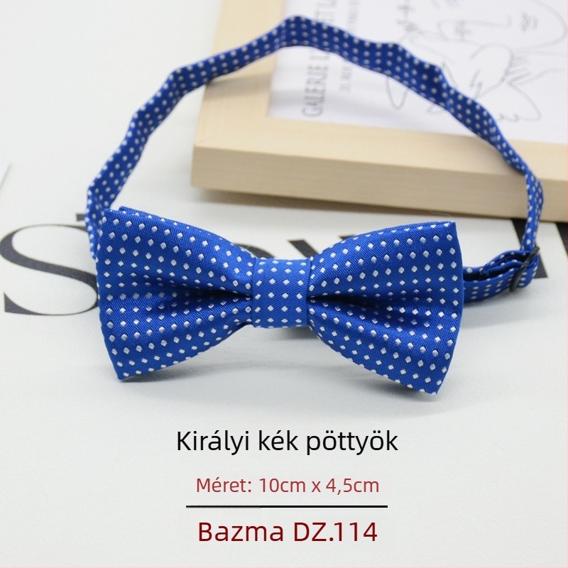 Gyerekeknek szóló pöttyös papion, koreai stílusú, jacquard szövés, poliészter anyag