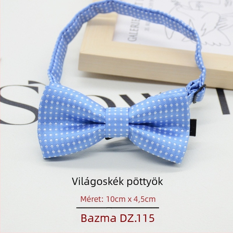 Gyerekeknek szóló pöttyös papion, koreai stílusú, jacquard szövés, poliészter anyag