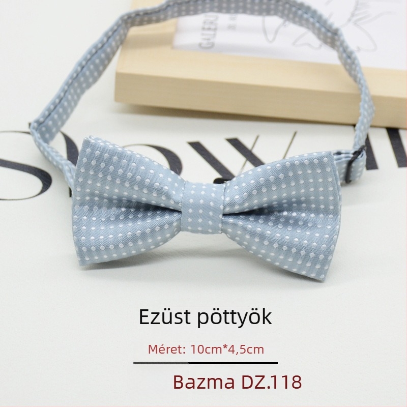 Gyerekeknek szóló pöttyös papion, koreai stílusú, jacquard szövés, poliészter anyag