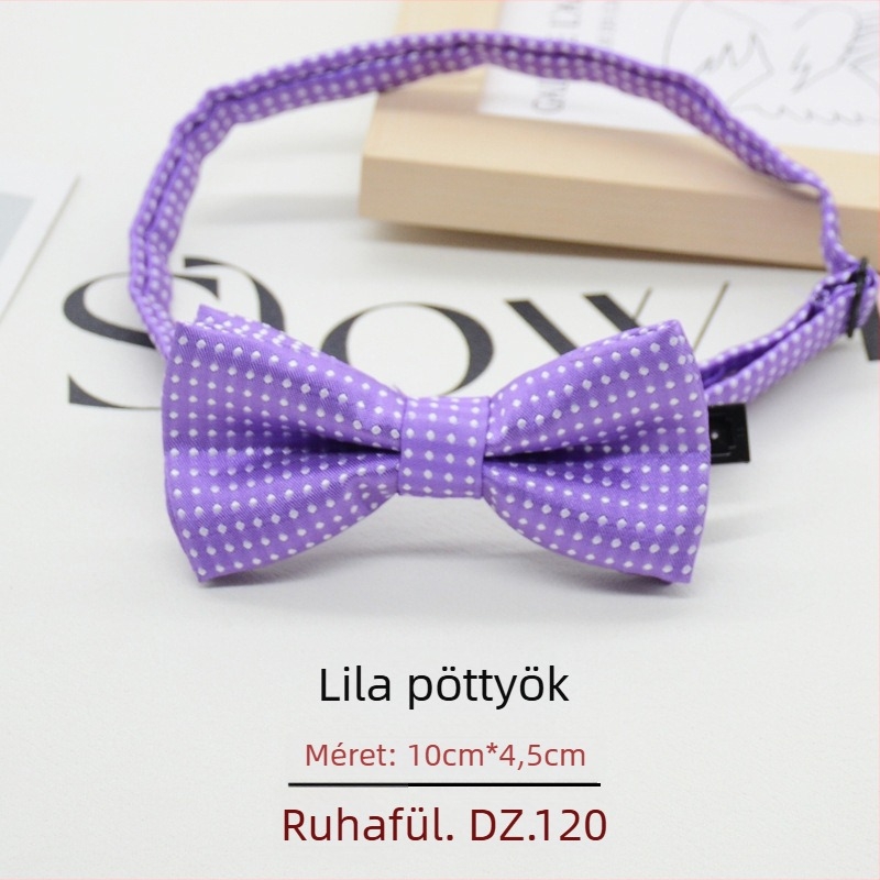 Gyerekeknek szóló pöttyös papion, koreai stílusú, jacquard szövés, poliészter anyag