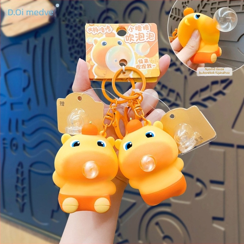 Capybara Lulu Squishy buborék kulcstartó – kreatív stresszoldó játék, táskadísz
