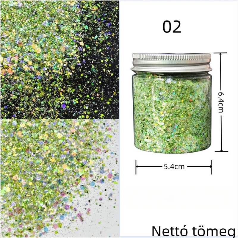 50 g üveg csillámló körömdíszítő glitter, koreai stílusú színváltó effekt, DIY köröm dekoráció