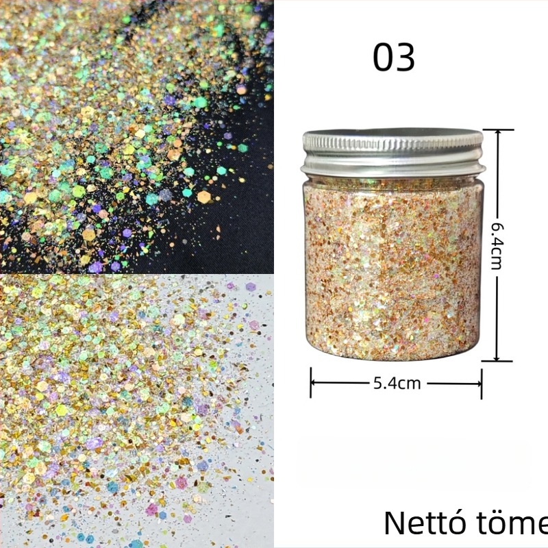 50 g üveg csillámló körömdíszítő glitter, koreai stílusú színváltó effekt, DIY köröm dekoráció