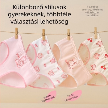 Lányok pamut alsónadrágja, A osztály, 6-12 éves, középmagas derekú, kényelmes, nyomásmentes