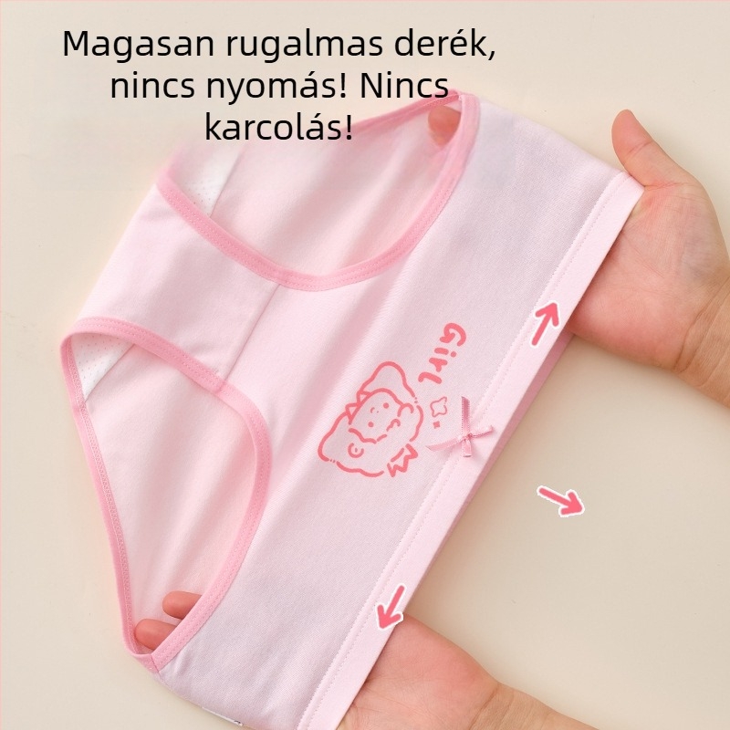 Lányok pamut alsónadrágja, A osztály, 6-12 éves, középmagas derekú, kényelmes, nyomásmentes