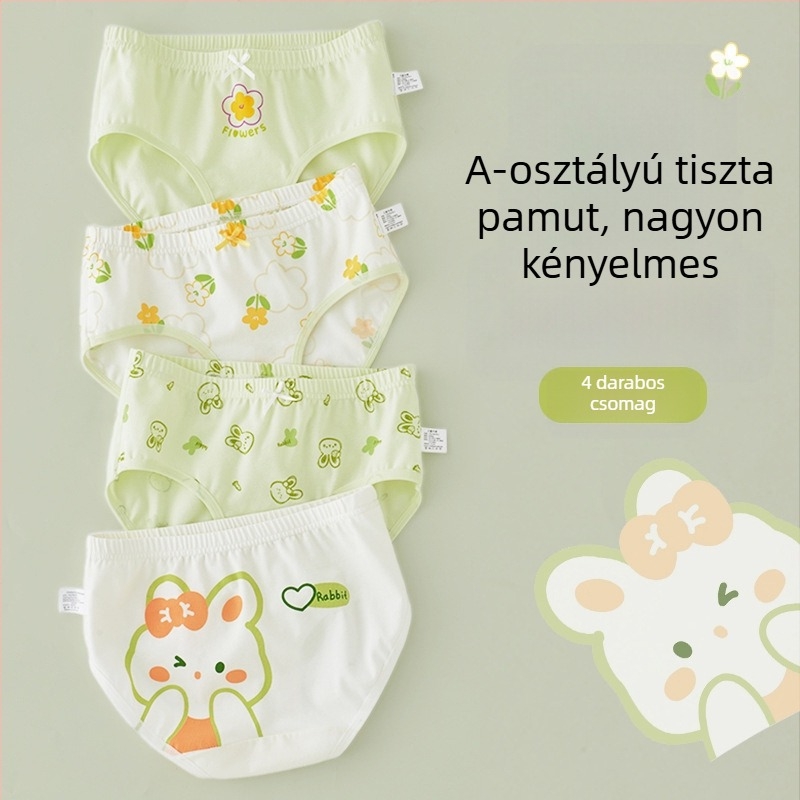 Lányok pamut alsónadrágja, A osztály, 6-12 éves, középmagas derekú, kényelmes, nyomásmentes