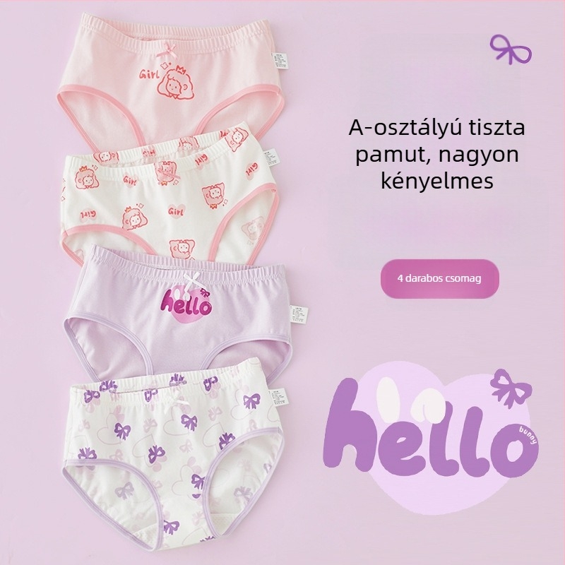 Lányok pamut alsónadrágja, A osztály, 6-12 éves, középmagas derekú, kényelmes, nyomásmentes