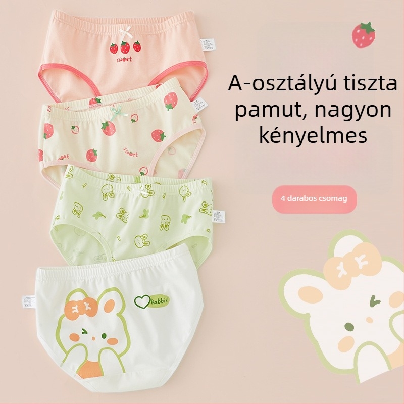 Lányok pamut alsónadrágja, A osztály, 6-12 éves, középmagas derekú, kényelmes, nyomásmentes