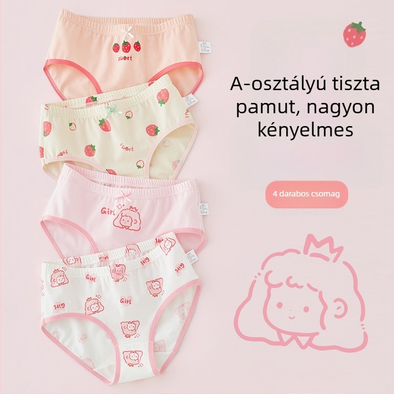 Lányok pamut alsónadrágja, A osztály, 6-12 éves, középmagas derekú, kényelmes, nyomásmentes