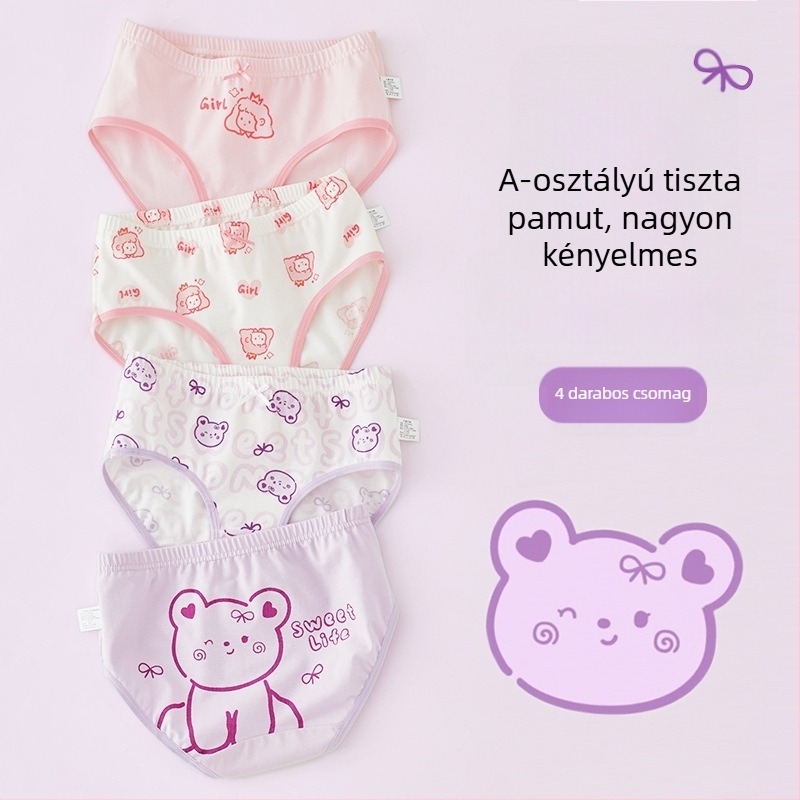 Lányok pamut alsónadrágja, A osztály, 6-12 éves, középmagas derekú, kényelmes, nyomásmentes