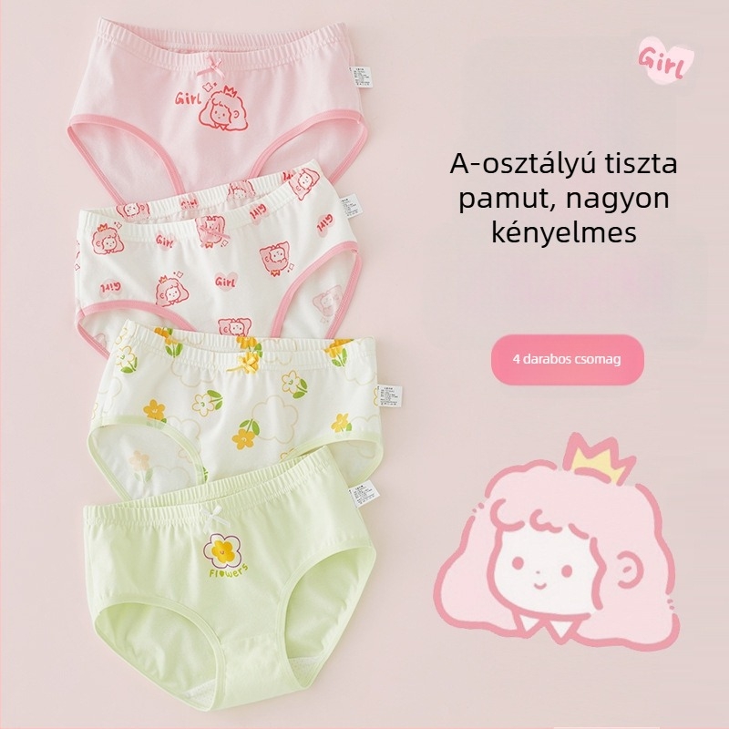 Lányok pamut alsónadrágja, A osztály, 6-12 éves, középmagas derekú, kényelmes, nyomásmentes