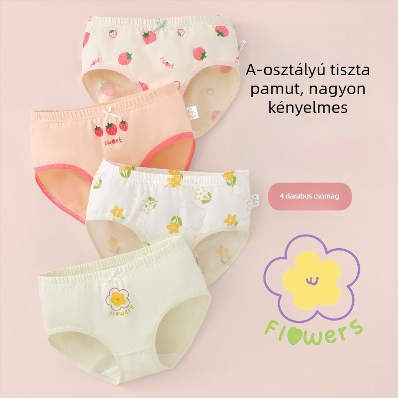 Lányok pamut alsónadrágja, A osztály, 6-12 éves, középmagas derekú, kényelmes, nyomásmentes