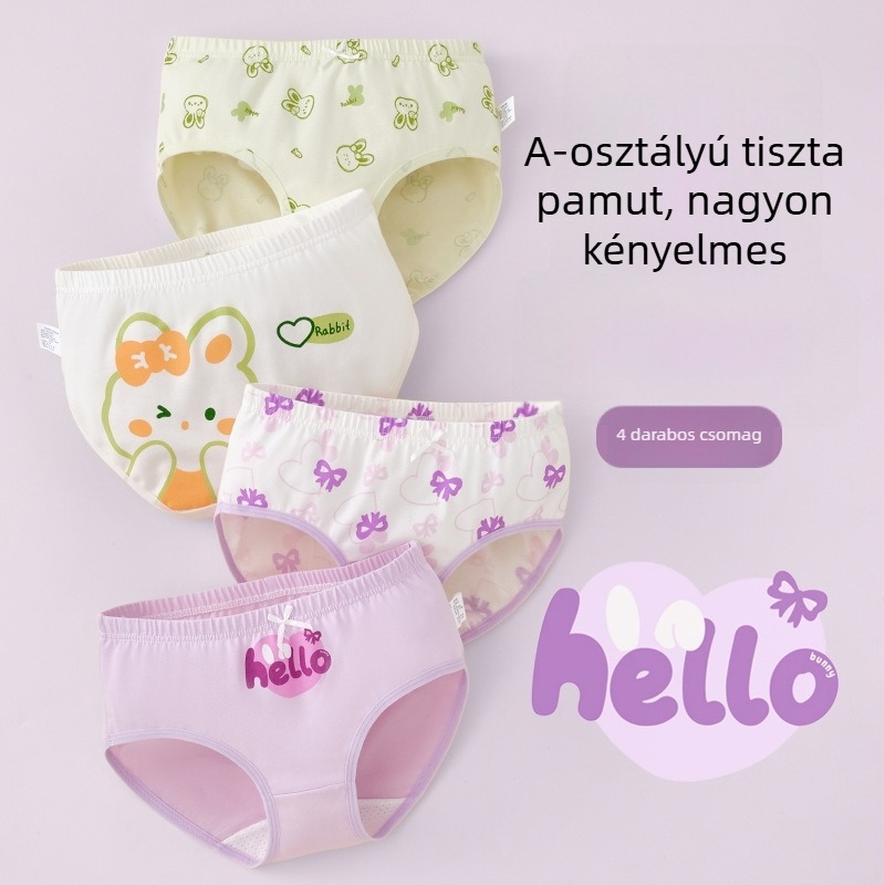 Lányok pamut alsónadrágja, A osztály, 6-12 éves, középmagas derekú, kényelmes, nyomásmentes