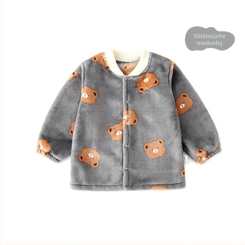 Gyerekeknek fleece-béléses nadrág, korall velúr, meleg tavasz–ősz időszakra