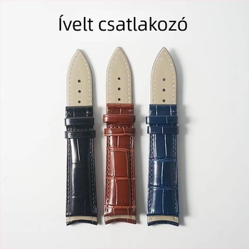 Első réteg marhabőr óraszíja, görbült végek, kétoldalas bőr, pillangócsattal és tűs csattal